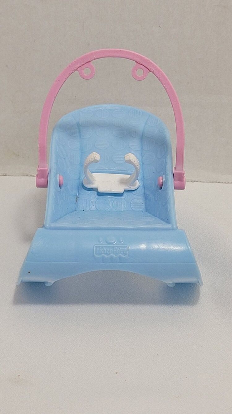 Barbie Doll Blue Pink White Nursery Baby Seat Rocker Fisher-Price Loving Family